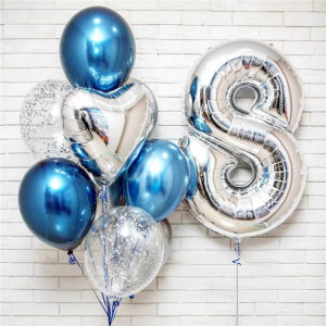 Воздушные шары на день рождения мальчика "Серебро и хром".