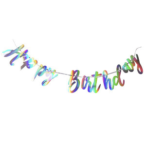 Праздничная гирлянда Happy birthday голография